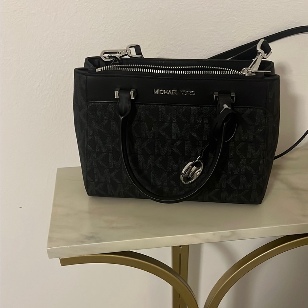 Michael Kors Black Satchel with Signature MK Design